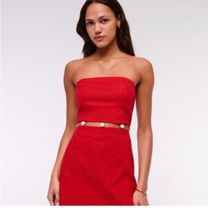 Abercrombie & Fitch Red Strapless Mini Dress